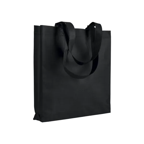 Bolsa de tejido sin tejer termosoldado, asas largas y fuelle Bolsa de tejido sin tejer termosoldado, asas largas y fuelle