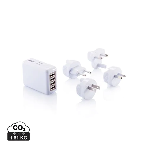 Reisstekker met 4 USB poorten Reisstekker met 4 USB poorten
