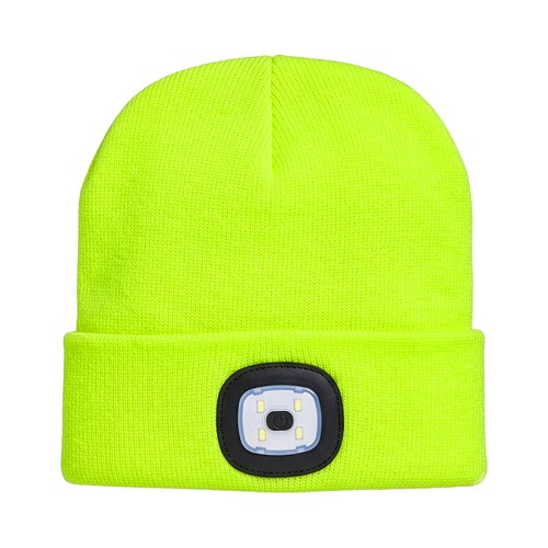Bonnet en maille 100 % acrylique lourd avec lumière LED détachable et rechargeable via USB