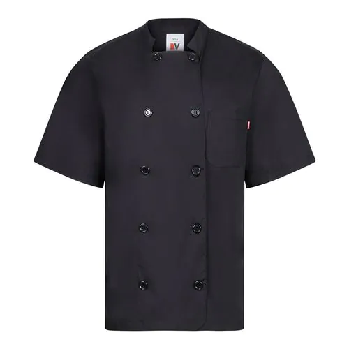 VL DURGA. Short-sleeved poplin (110g/m²) kitchen jacket in cotton (35%) and polyester (65%)