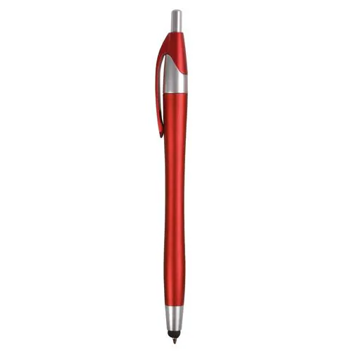 Plastic snap pen with touchscreen rubber tip Plastic snap pen with touchscreen rubber tip