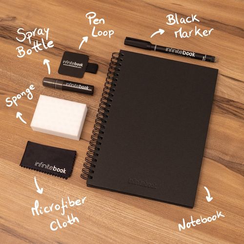 STARTER KIT INFINITEBOOK A5 PLANNER TEXTURE. Kit comprising "Infinitebook" with hard cover, 1 cleaning kit, 1 marker and 1 ballpoint holder STARTER KIT INFINITEBOOK A5 PLANNER TEXTURE. Kit comprising "Infinitebook" with hard cover, 1 cleaning kit, 1 marker and 1 ballpoint holder