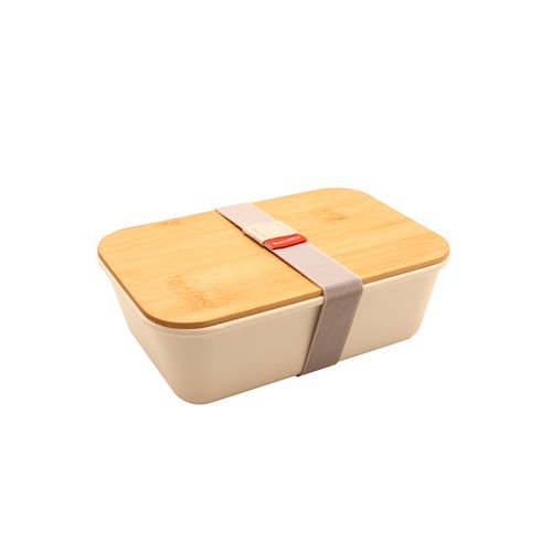 Bento 'Ikoma', blanc, avec couvercle en bambou