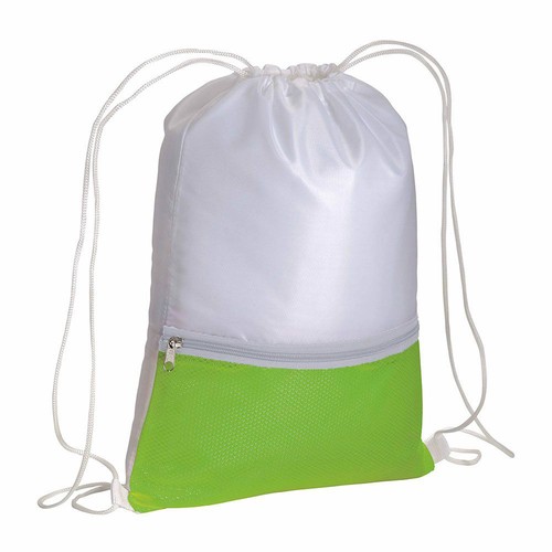 210T polyester backpack with coloured zip pocket and drawstring closure