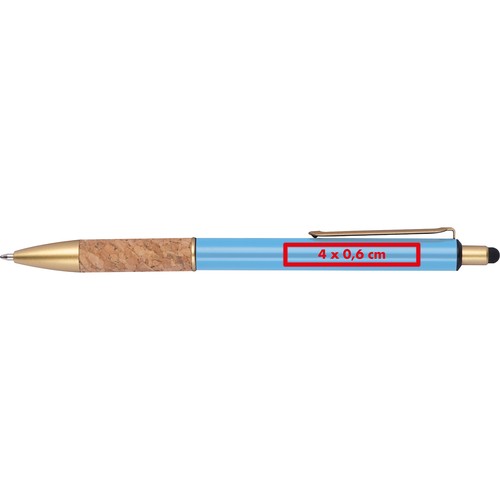 Ball pen with cork grip zone