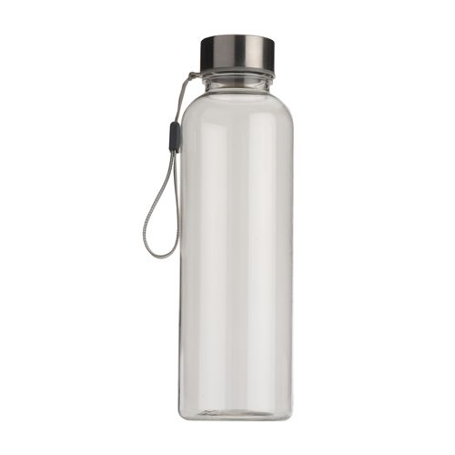 Bidon en tritan transparente con tapa metálica (500ml). Libre de BPA