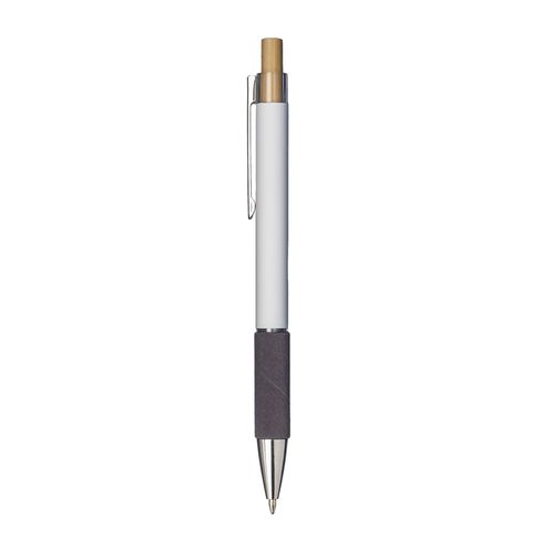 Boligrafo con pulsador de aluminio. Empunadura coloreada efecto aterciopelado Boligrafo con pulsador de aluminio. Empunadura coloreada efecto aterciopelado