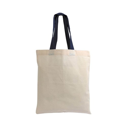 135 g/m2 natural cotton mini shopping bag with coloured short handles