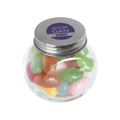 Kleine glazen pot jelly beans