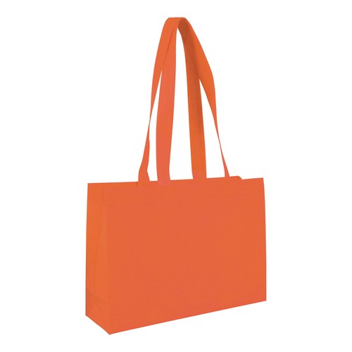 Shopper avec soufflet à la base en TNT 70gm2 thermosoudé, anses longues