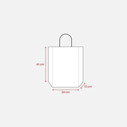 150 g/m2 natural recycled paper bag with gusset and short colored handles 150 g/m2 natural recycled paper bag with gusset and short colored handles