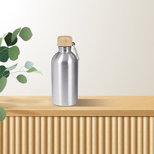 GOURDE 500 ML EN ACIER ET BAMBOU