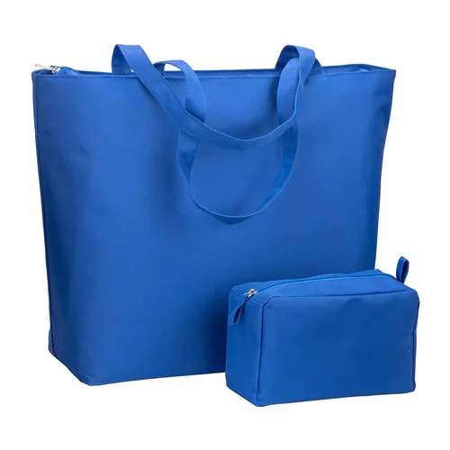 300D polyester beach bag with long handles and zip closure 300D polyester beach bag with long handles and zip closure