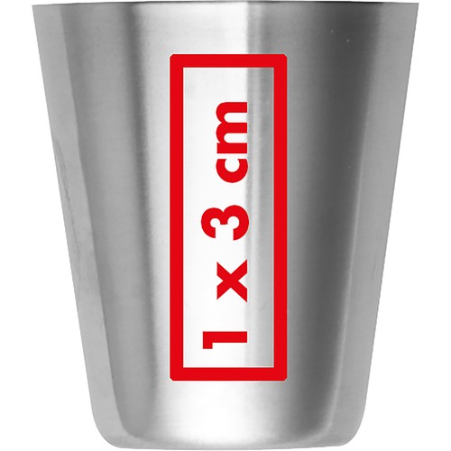 4 RVS borrelglaasjes in kunstlederen etui. 4 RVS borrelglaasjes in kunstlederen etui.