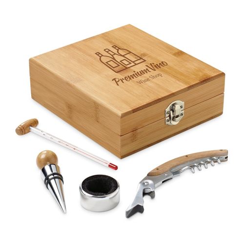 CABERNET. Bamboo, zinc and stainless steel wine set