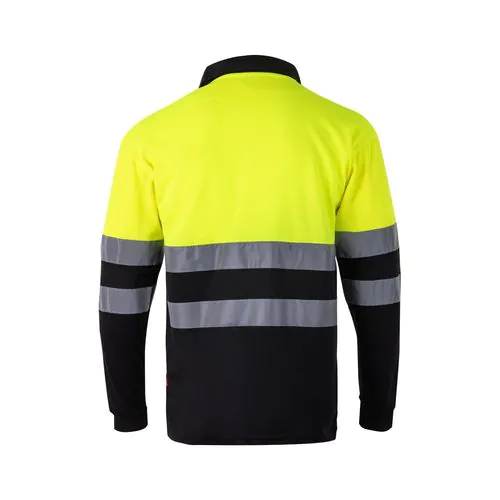 VL VULCAN. Polo bicolore (160g/m²) à manches longues, en polyester (100%)