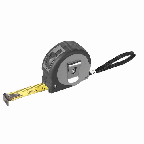 ABS 5-metre quick-release tape measure with lock button, rubber grip and belt clip