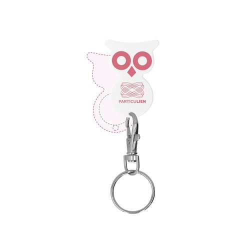 PORTE-CLE MOUSQUETON AVEC JETON FORME HIBOU PORTE-CLE MOUSQUETON AVEC JETON FORME HIBOU