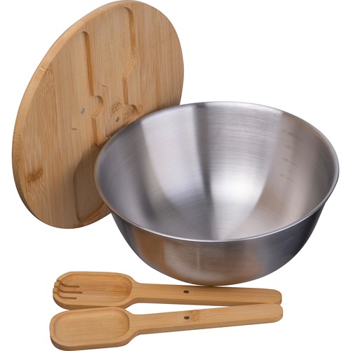 Saladekom met bamboe deksel Saladekom met bamboe deksel