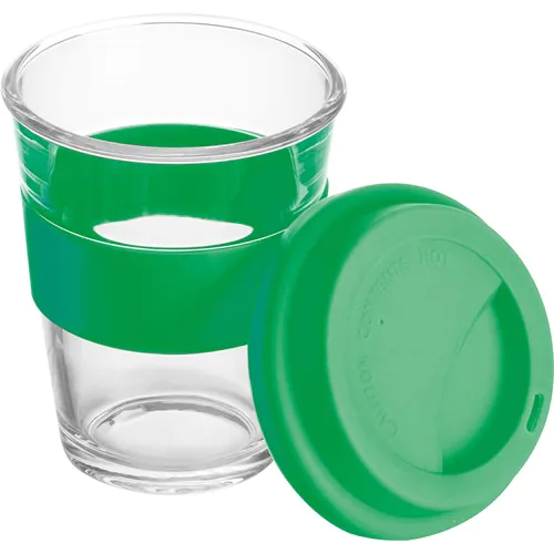 Szklany kubek z pokrywką 300 ml Szklany kubek z pokrywką 300 ml