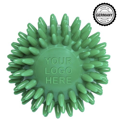 Balle de massage hérisson avec gaufrage rond (78 mm, couleur personnalisée), "Made in Germany"