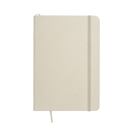 Quaderno con copertina realizzata con i residui di frutta ed elastico di chiusura