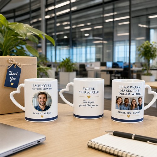 Mug Anse Cœur Personnalisé – Céramique Blanche, sur Commande