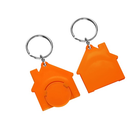 Portagettone con gettone per carrello 1€ "casa" Portagettone con gettone per carrello 1€ "casa"
