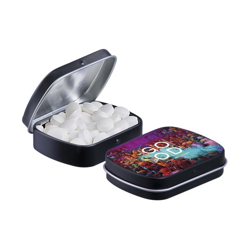 Mini hinge tin filled with peppermint