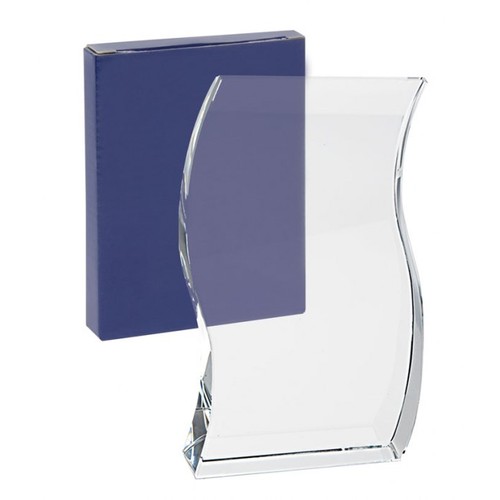 TROPHÉE PARCHEMIN VERRE BLANC-h=105mm