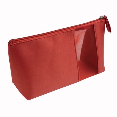 Microfibre cosmetic bag with zip and micro-perforated window Microfibre cosmetic bag with zip and micro-perforated window