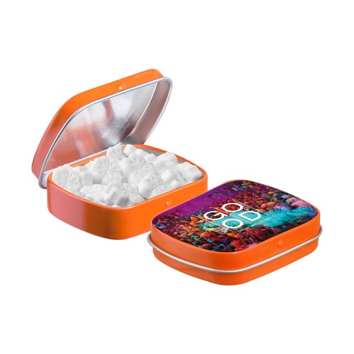 Mini scharnierblikje met vorm pepermunt Mini scharnierblikje met vorm pepermunt