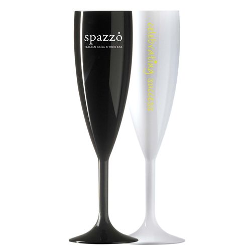 Flûte à Champagne en plastique réutilisable (187ml/6.6oz) Noir et Blanc Flûte à Champagne en plastique réutilisable (187ml/6.6oz) Noir et Blanc