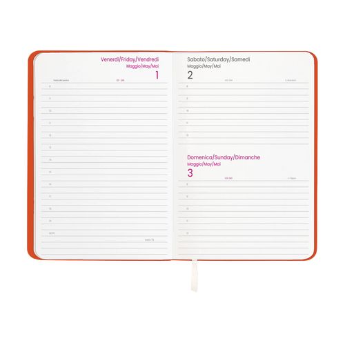 2026 daily planner with soft cover in thermo-reactive PU
