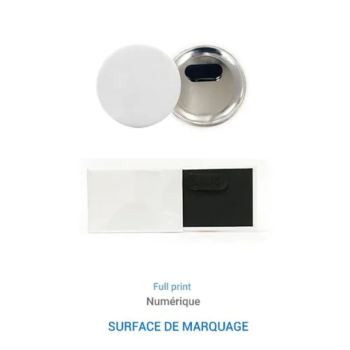 Badge AIMANTÉ - Rectangle Finition Brillant 45 x 68 mm