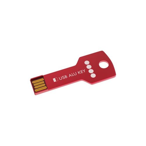 USB Stick Alu Key (Rood, 128GB 2.0, Gravering voorzijde)