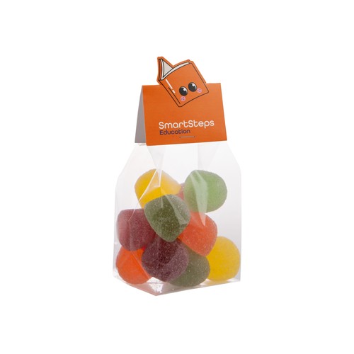 Block bag with header card in your own shape and 150 grams of candy
