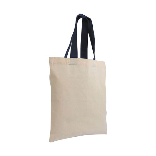 135 g/m2 natural cotton mini shopping bag with coloured short handles