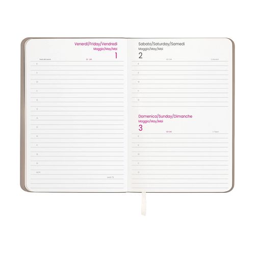 2026 daily planner with soft cover in thermo-reactive PU