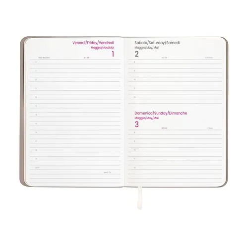 2026 daily planner with soft cover in thermo-reactive PU