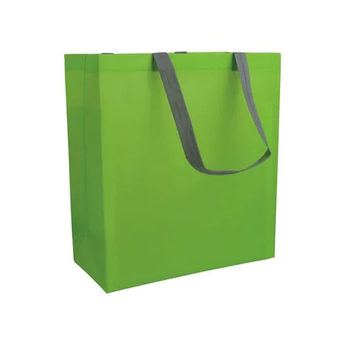 Laminated, heat-sealed 100 g/m2 non-woven fabric shopping bag with gusset and long handles Laminated, heat-sealed 100 g/m2 non-woven fabric shopping bag with gusset and long handles