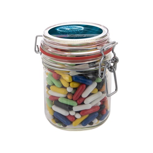 Weckpotje 0,4 liter, gevuld met snoep Weckpotje 0,4 liter, gevuld met snoep