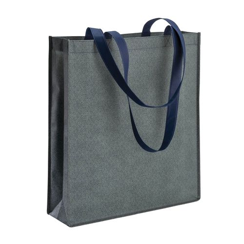 Shopper con fuelle en TNT estampado con efecto jeans Shopper con fuelle en TNT estampado con efecto jeans