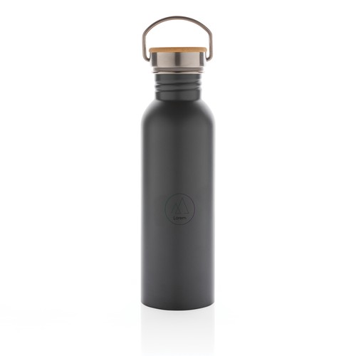 Bouteille en acier inoxydable avec couvercle en bambou