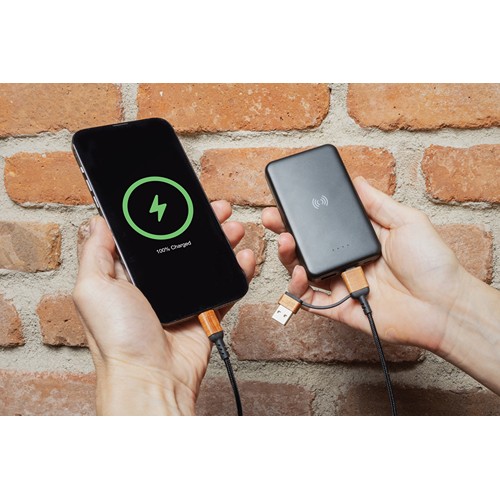 RCS recycled plastic 5.000 mAh 5W wireless powerbank RCS recycled plastic 5.000 mAh 5W wireless powerbank