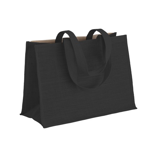 280 g/m2 cotton shopping bag with jute details, long handles and gusset 280 g/m2 cotton shopping bag with jute details, long handles and gusset