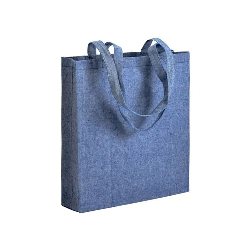 150 g/m2 recycled cotton shopping bag, melange effect, long handles and gusset 150 g/m2 recycled cotton shopping bag, melange effect, long handles and gusset