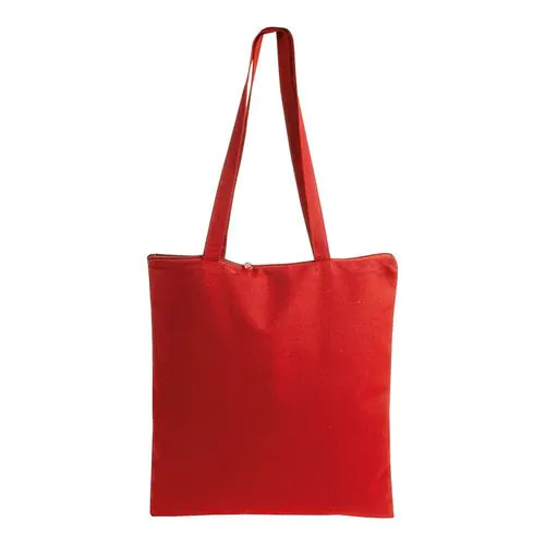 Shopper in cotone 220 g/m2, manici lunghi e chiusura con zip Shopper in cotone 220 g/m2, manici lunghi e chiusura con zip