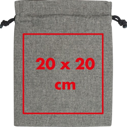 Bolsa mediana con cordón hecha de algodón reciclado