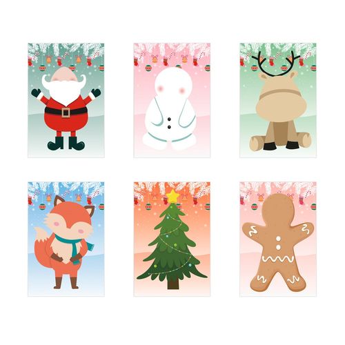 GLIMN. Set van zes bladen met kerstfiguren en 3 bladen stickers